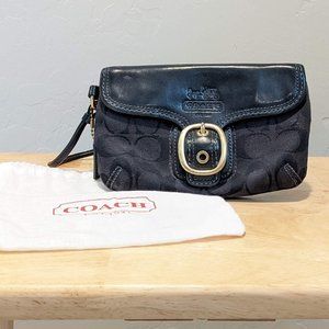 Coach Signature canvas & leather wristlet w/ dust bag